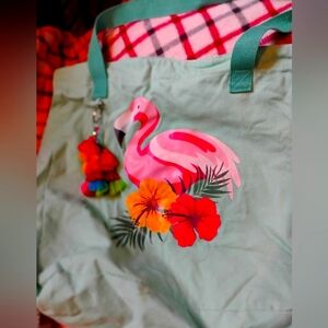 Teal Flamingo tote bag